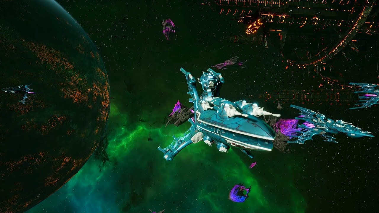 Eldar Corsairs vs Necrons! - 1v1 Multiplayer Gameplay, Battlefleet Gothic Armada 2