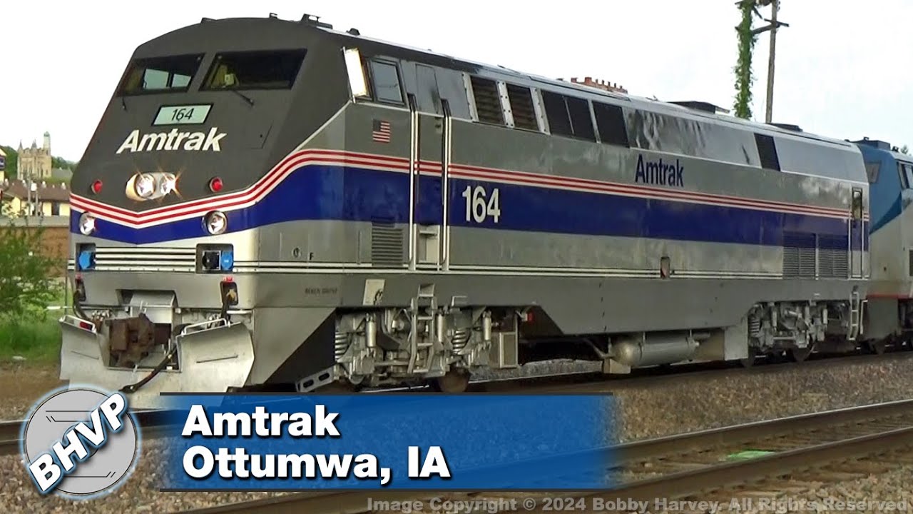 Amtrak's New Phase IV Heritage Unit 164, Debut Run on the California Zephyr, Ottumwa, IA 5/9/23