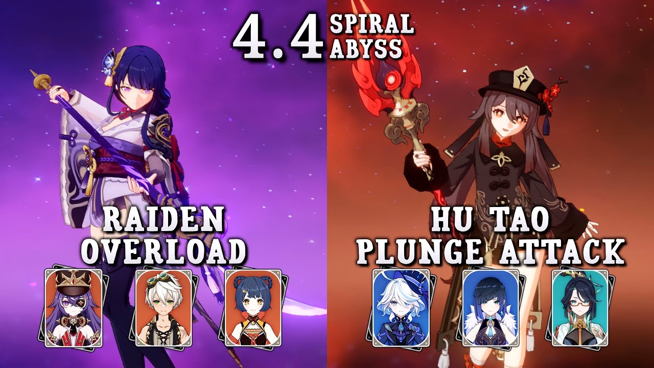 Raiden Overload & Hu Tao Plunge Attack | Spiral Abyss 4.4 Floor 12 | Genshin Impact