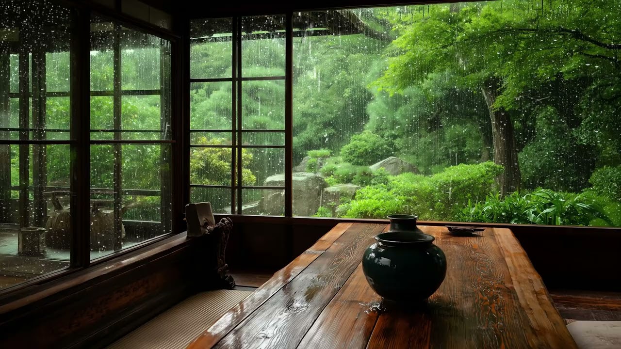 Peaceful rain piano music for calm sleep - Soft piano rain ambience