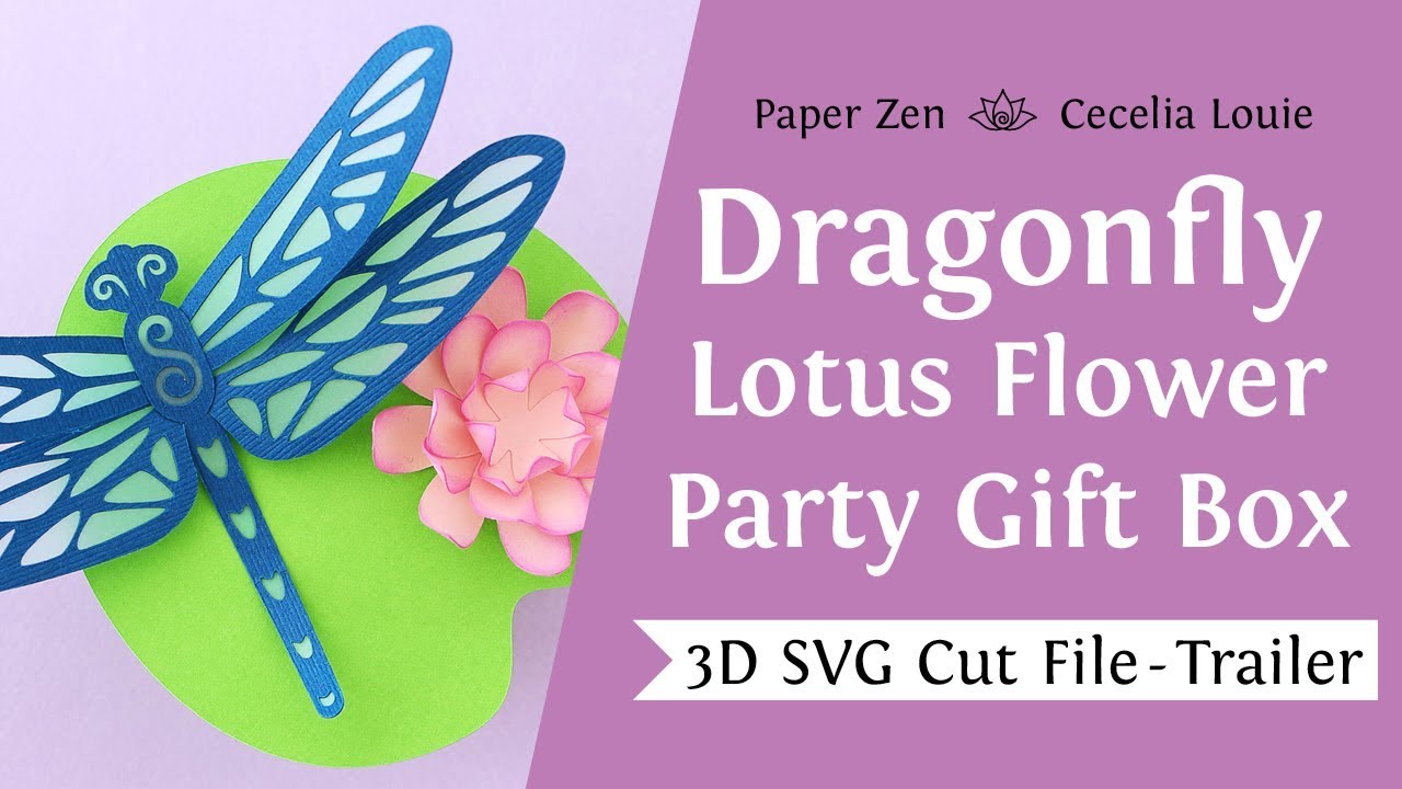 Paper Dragonfly Gift Box - 3D SVG Cut File for Cricut or Silhouette - Trailer