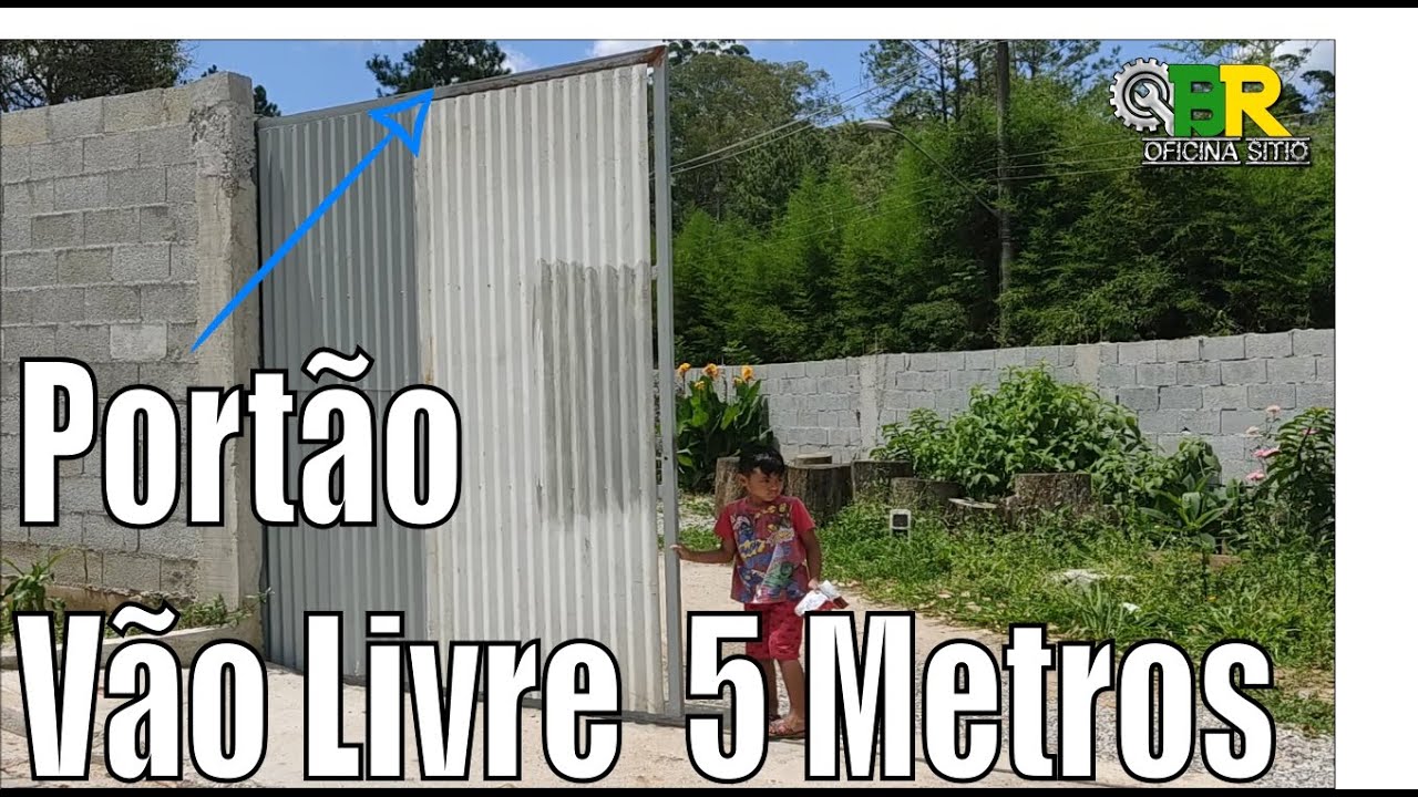 Portão deslizante de correr Econômico com Roldanas e Trilho Inferior 5,50 x 2,80 Metros