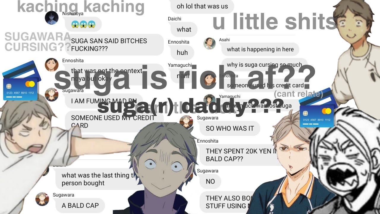 haikyuu texts- who used suga's credit card?
