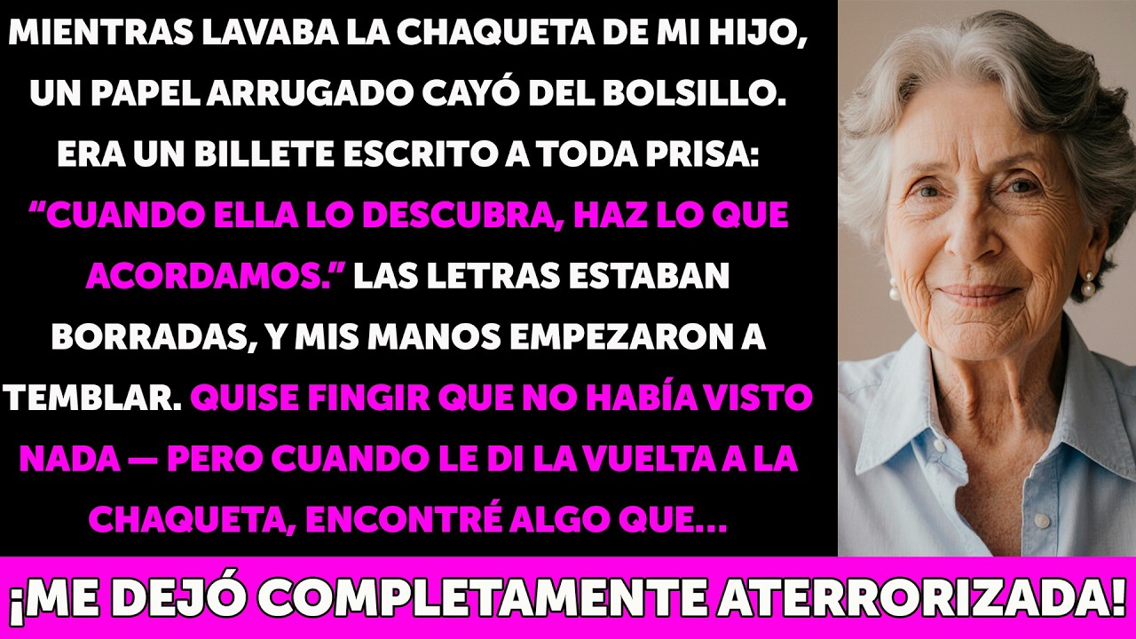 Mi hijo dejó una nota secreta en su chaqueta  “Cuando ella lo descubra, haz lo que acordamos”… y lo