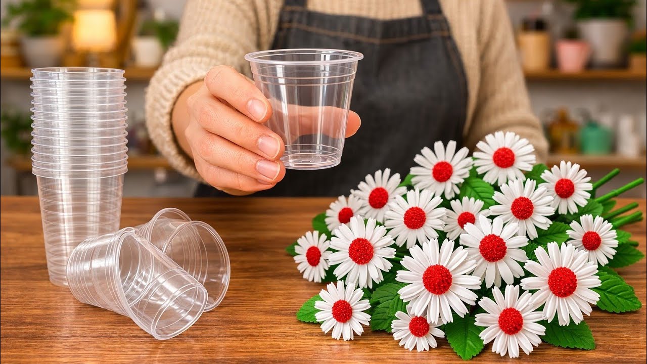 How to make Realistic plastic cups flowers at home | Simple DIY Tutorial | plastic cup flowers#diy