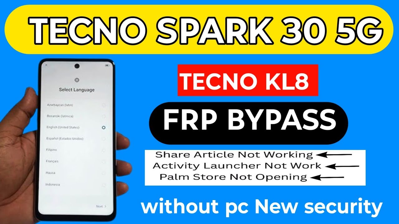 Tecno Spark 30C 5G ( KL8) Frp Bypass|Unlock -Without Pc | Share Not Working | Google Chrome Not Open
