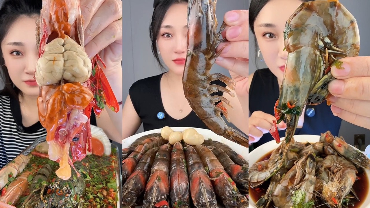 【Yummy】Marinated seafood + Thai shrimp + black tiger shrimp🦞🦐🦪🐚🍋🧄🌶#mukbang#asmr#Seafood