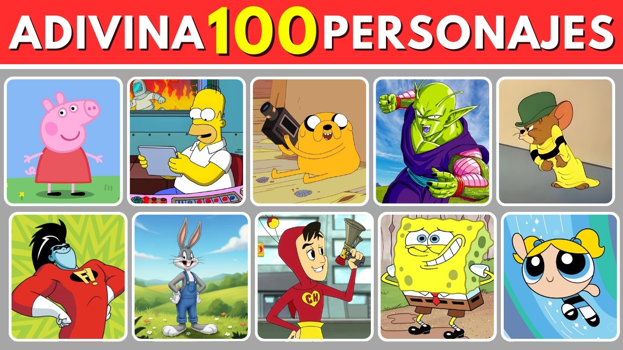 😱🎭 ¿PUEDES ADIVINAR 100 PERSONAJES DE CARICATURA en SOLO 3 SEGUNDOS? | QUIZ EXTREMO
