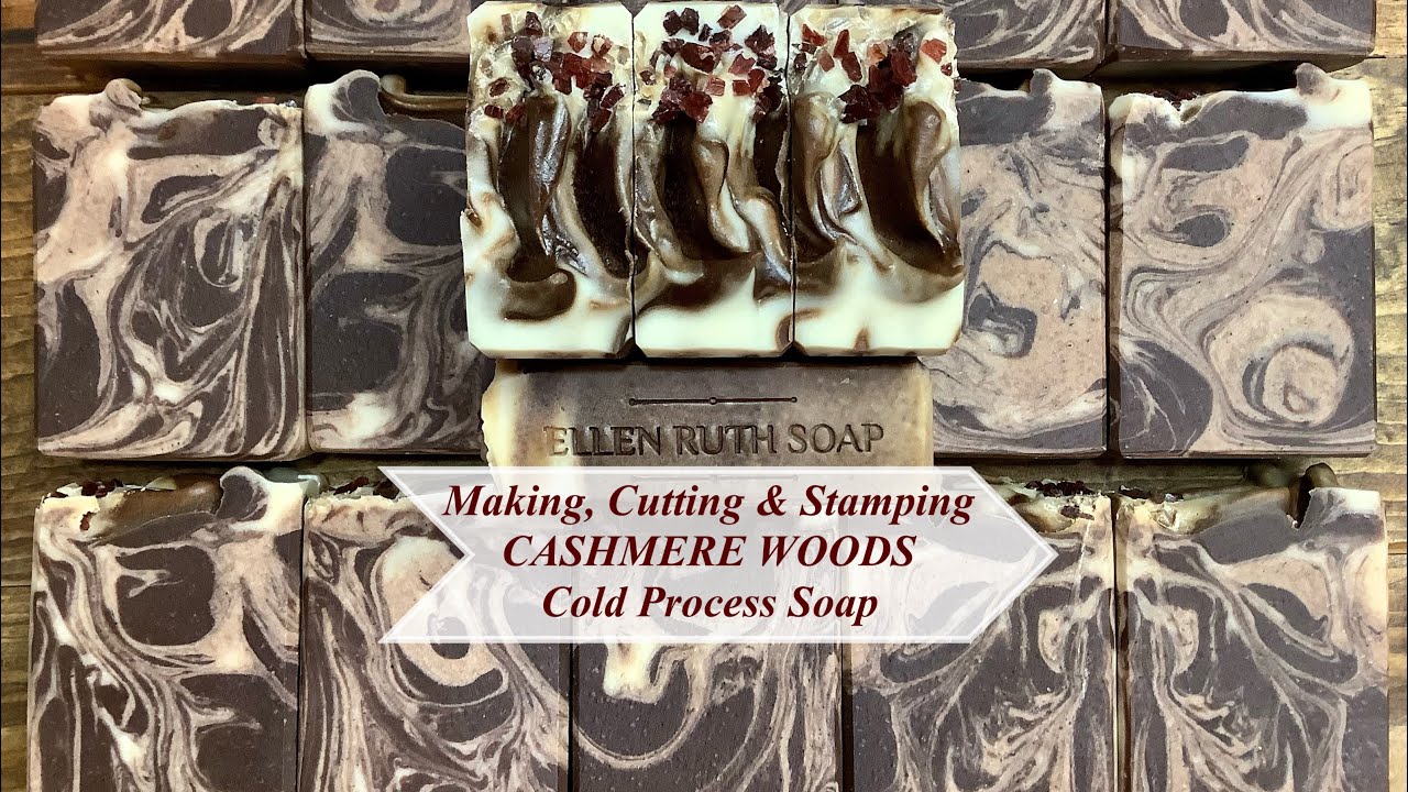 Making CASHMERE WOODS Goat Milk Cold Process Soap + Vanillin Discoloration | Ellen Ruth Soap