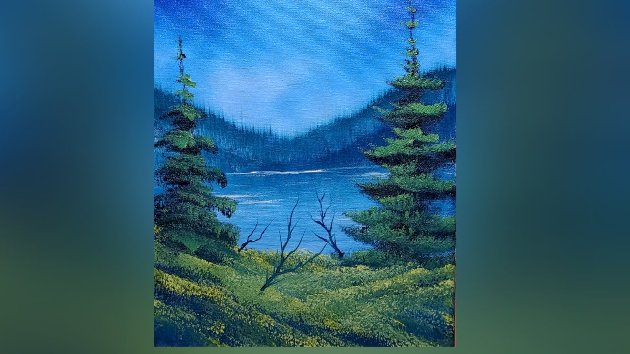 Bob Ross CRI style how to highlight grass | Landscape using wet on wet method of painting
