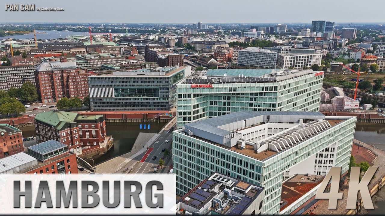 Hamburg: HafenCity, Speicherstadt - Brooktorhafen, Brooktorkai - Aerial Pan - 4K Luftpanorama - 0433
