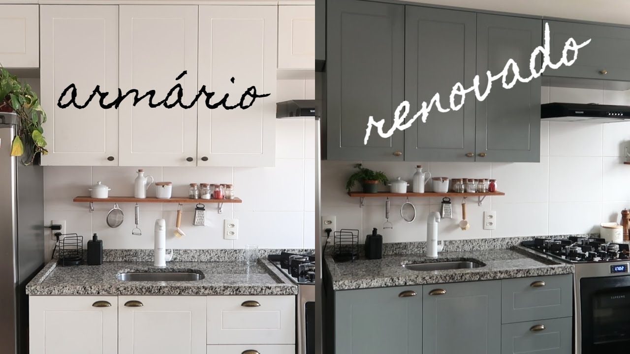 PINTANDO O ARMÁRIO DA COZINHA COM ROLINHO | diy
