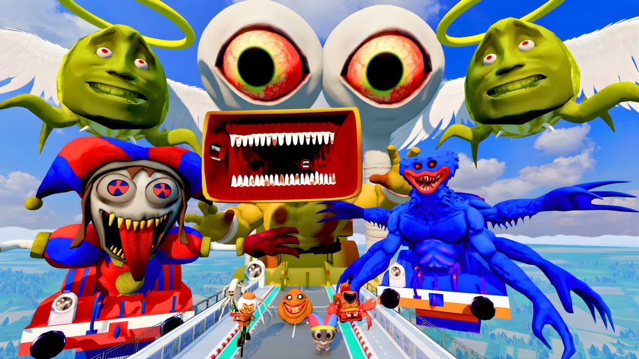 ALL MONSTERS Big & Small Cars vs Downhill Madness with 3X BUS EATER & MEGAHORN EATER BeamNG Drive