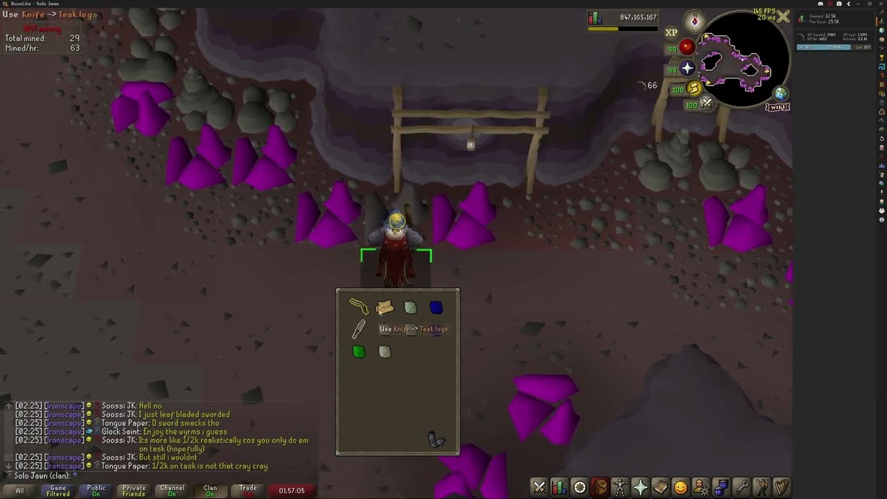 Celastrus bark gem mining | Lazy tick manip | 86k mining exp/hr | Explanation + Example