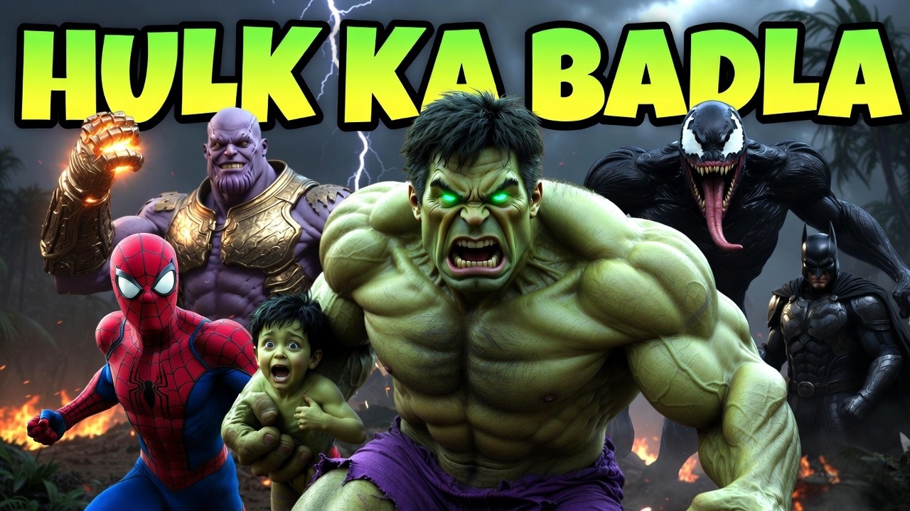 HULK KA BADLA 😡  Hulk Saves His Son From Thanos, Venom & Batman  Emotional Superhero Fight