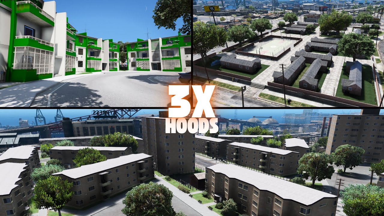 Fivem Mlo - Hoods 3X | Optimized MLO | GTA5 | Roleplay |  FiveM Optimized 3x Hoods Mlo