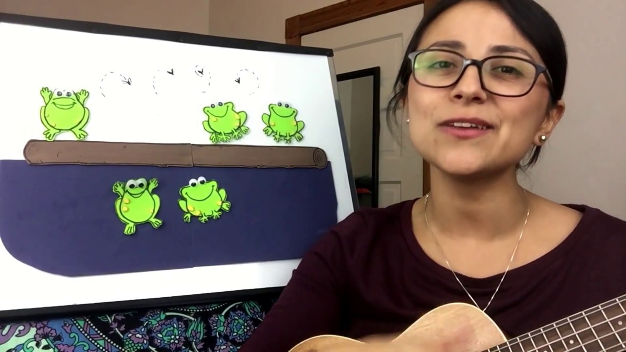 Five little speckled frogs in Spanish/ Las cinco ranitas. En español.