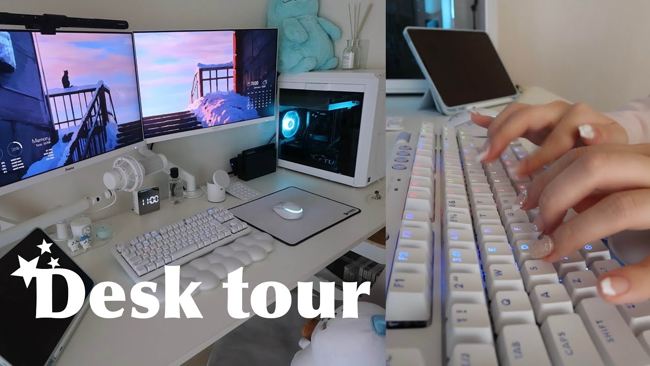 Desk tour￤総額42万円‼️自慢の白デスク環境紹介👾‎🤍