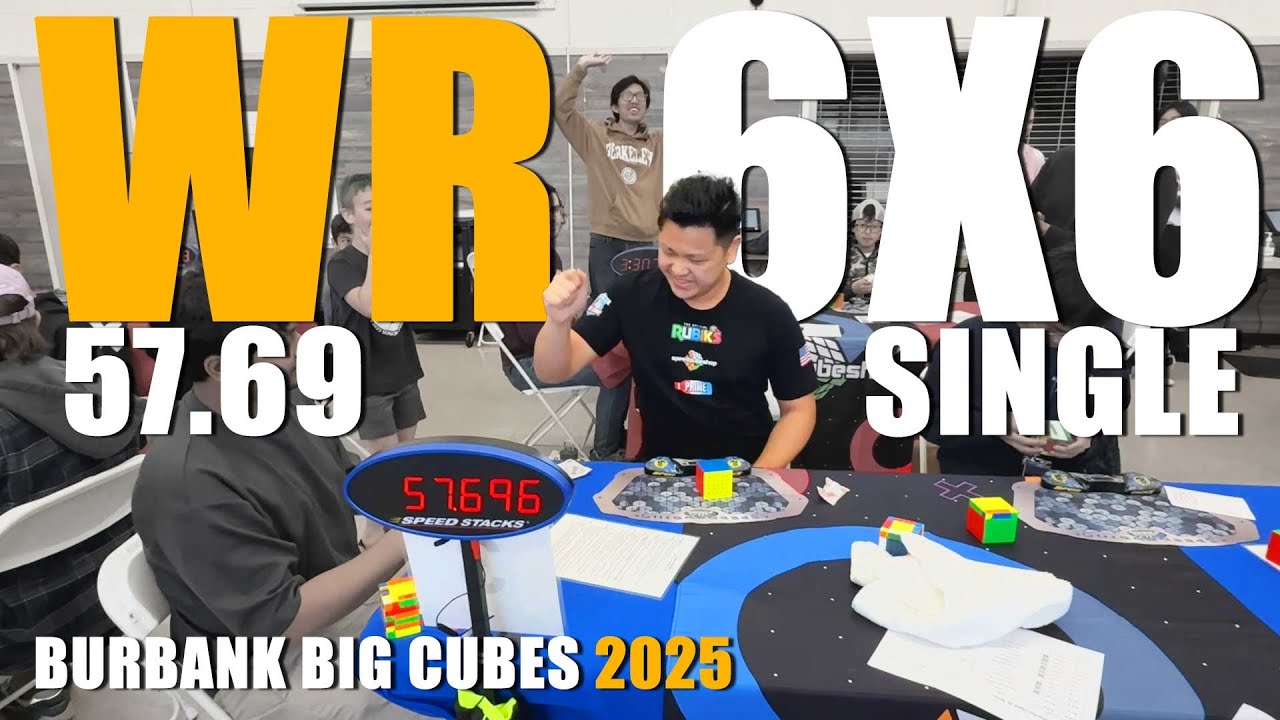 World Record [57.69] 6x6 Rubik's Single WR Burbank Big Cube 2025