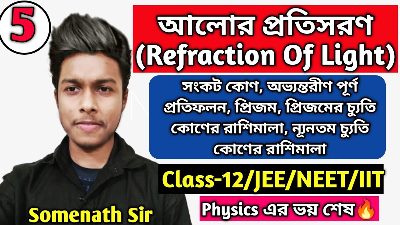 আলোর প্রতিসরণ Class-12 WBCHSE|প্রিজম|প্রিজমের ন্যূনতম চ্যুতি কোণ|Refraction Of Light|Somenath Sir|#5