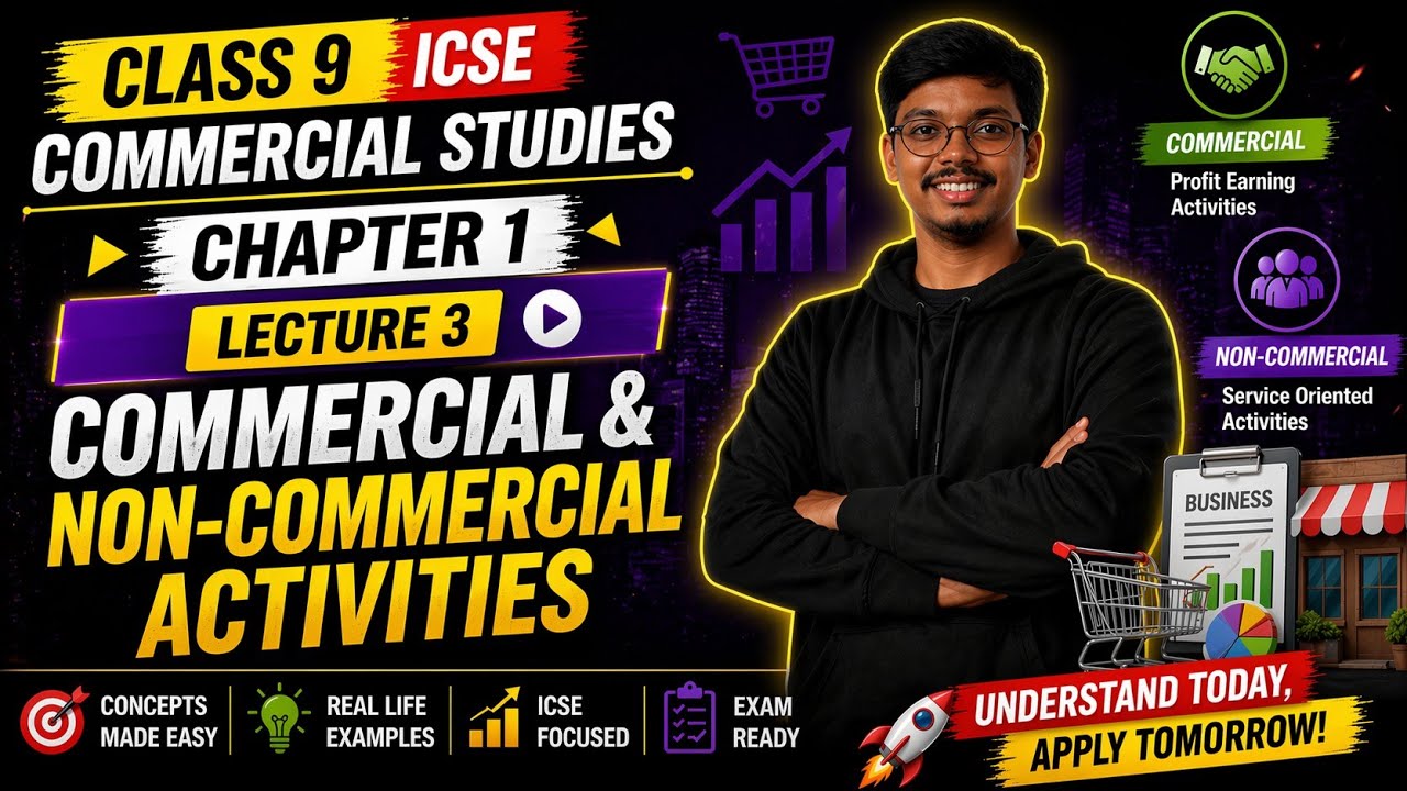Class 9 ICSE Commercial Studies | Chapter 1 Lecture 3 | Commercial & Non-Commercial Activities