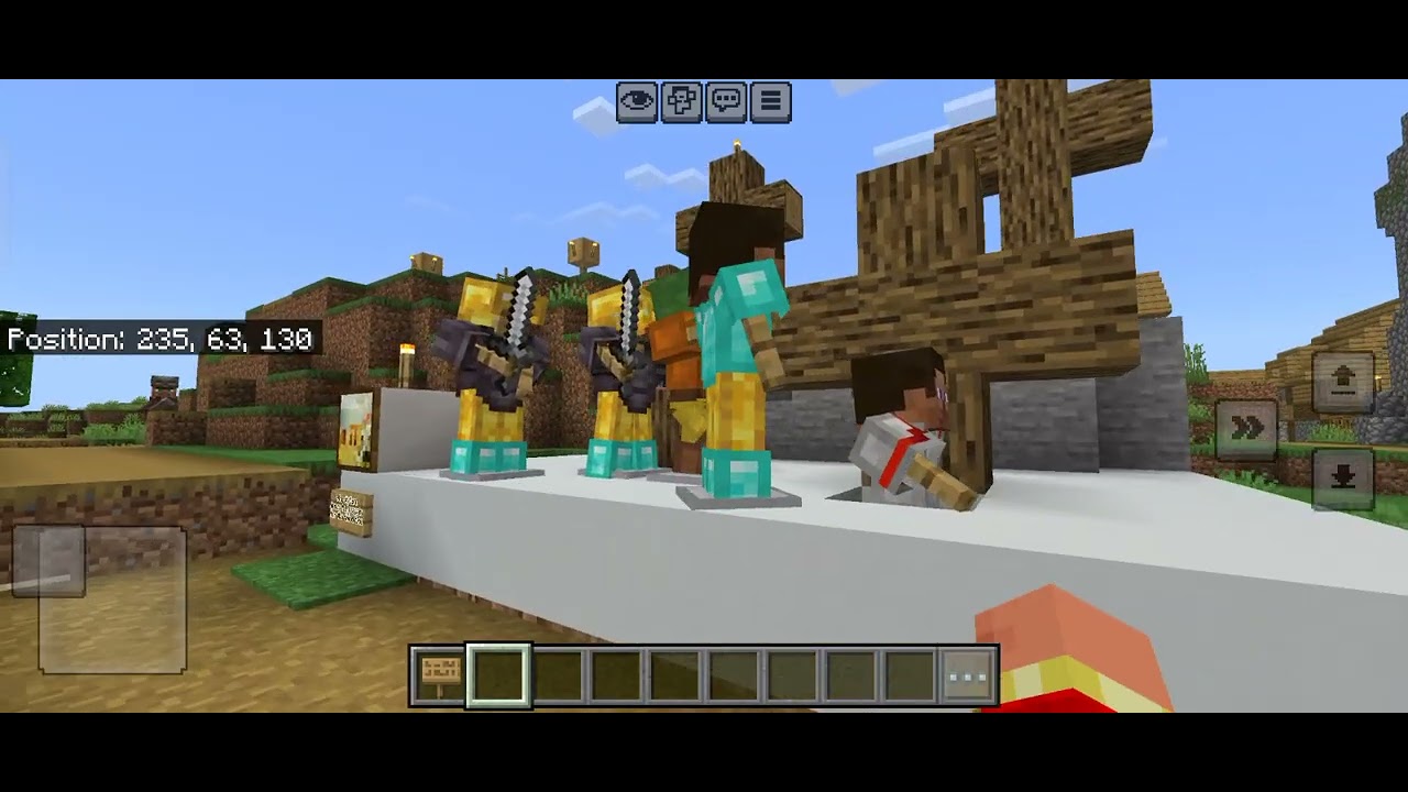 Minecraft station of the cross on coastal village