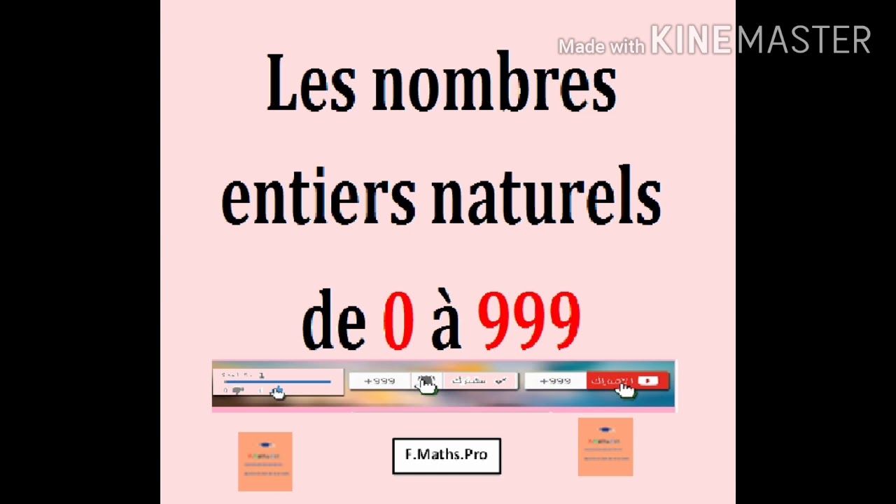 les nombres entiers naturels de 0 à 999