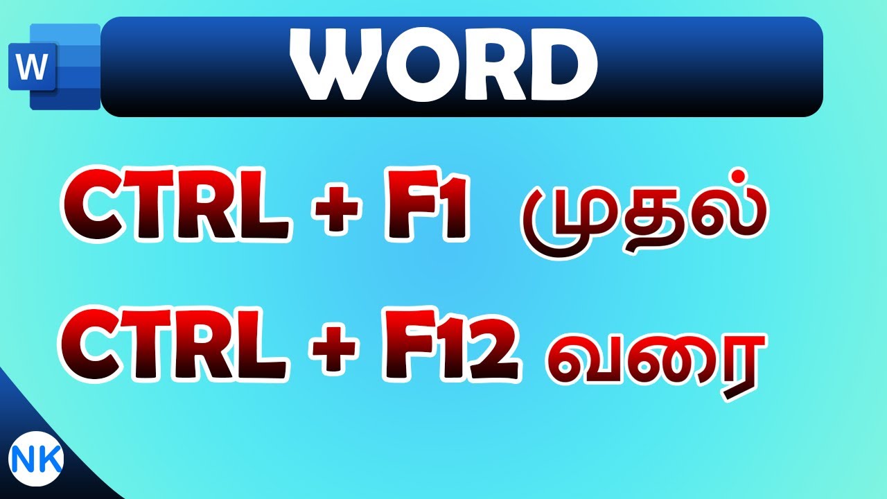Ctrl + F1 to Ctrl + 12 Shortcut Keys in Ms word in Tamil