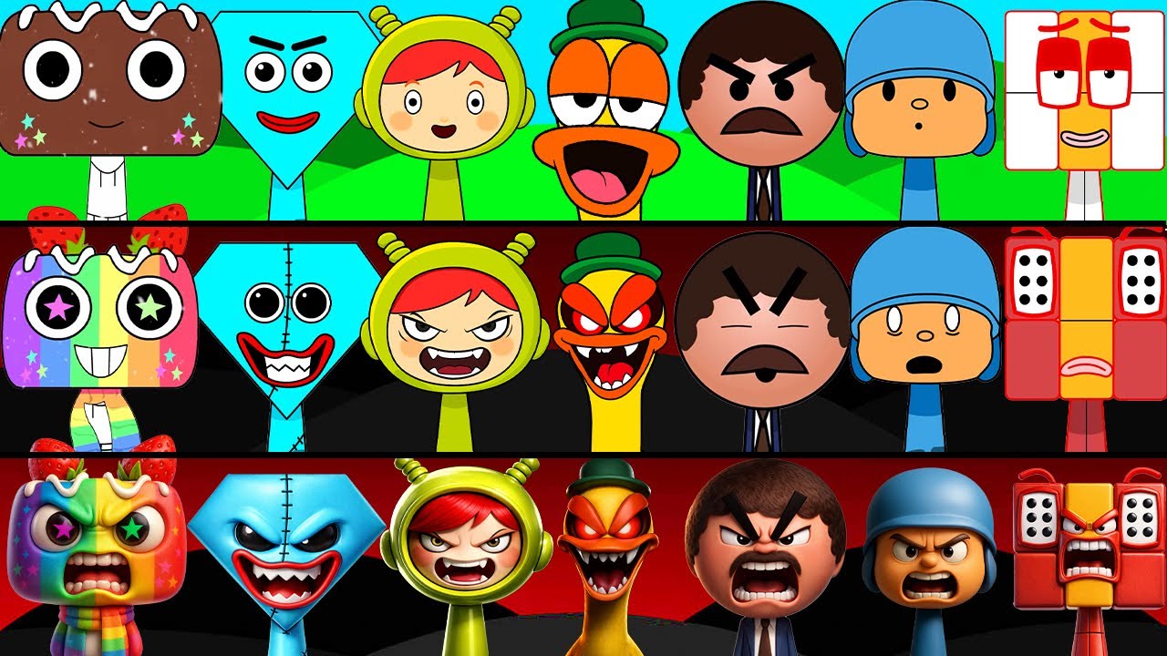 New Incredibox Sprunki OC Phase 1 to Phase 3 Elly, Nina, Pato, Pocoyo, Thirteen Numberblocks, 67
