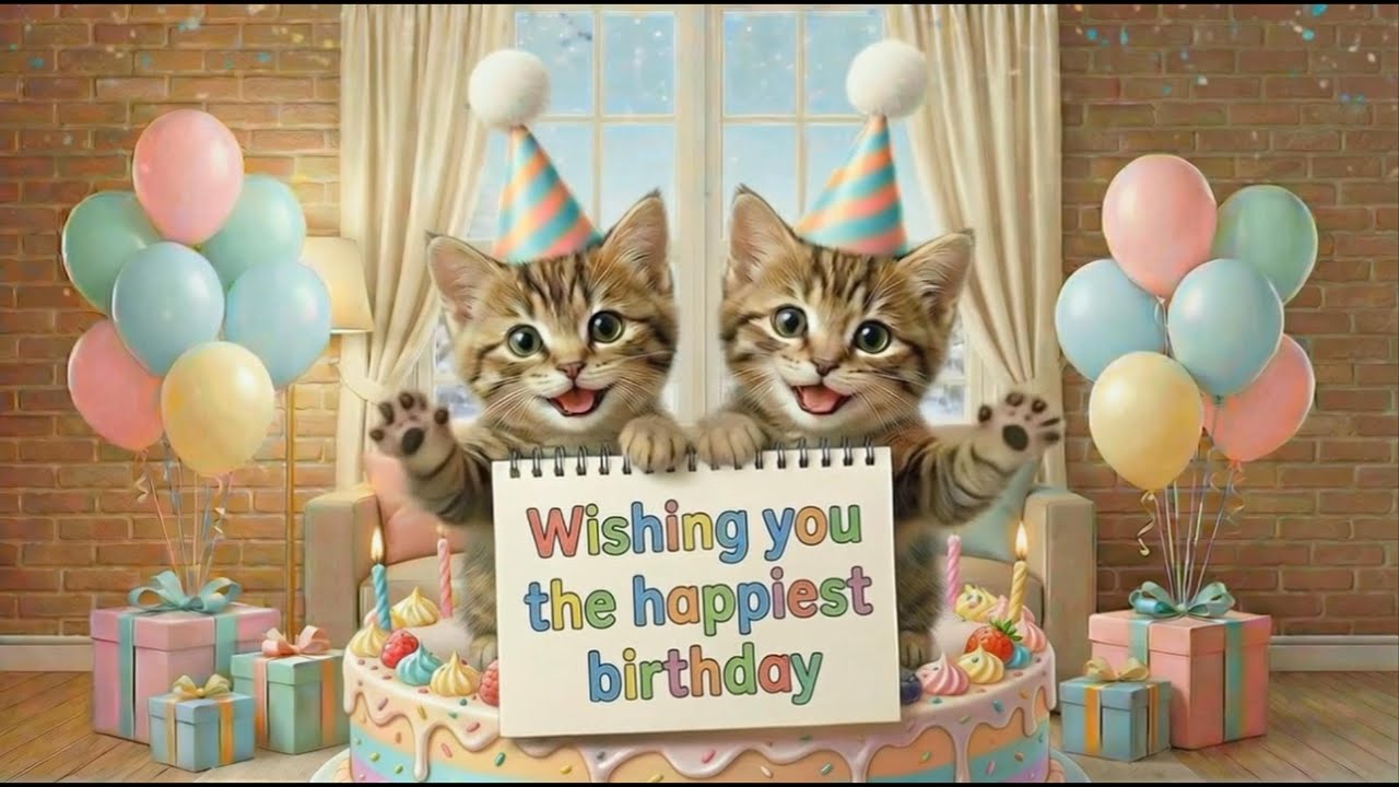 🎂Happy Birthday Remix Song🐱Cute Cat Birthday Message Sketchbook🎂해피버스데이 리믹스 송🎂🐱고양이 스케치북 생일 축하 메시지