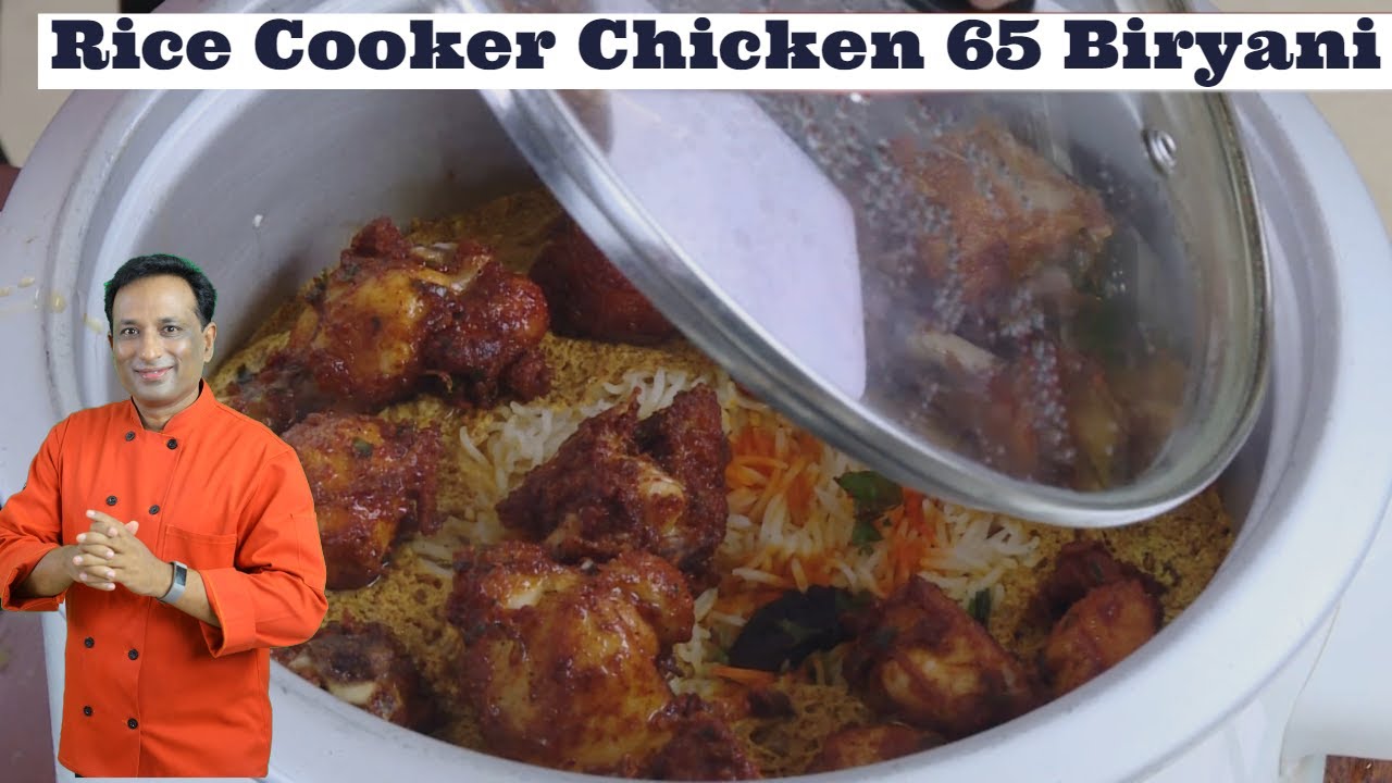 Rice Cooker Fried Chicken Biryani - Chicken 65 Biryani in Rice Cooker -  Instant Lunch Box Recipe