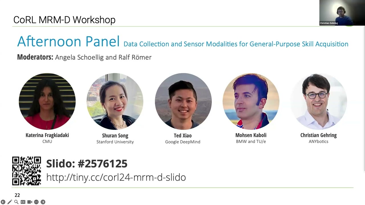 CoRL 2024 MRM-D Workshop: Afternoon Panel (K. Fragkiadaki, S. Song, T. Xiao, M. Kaboli, C. Gehring)