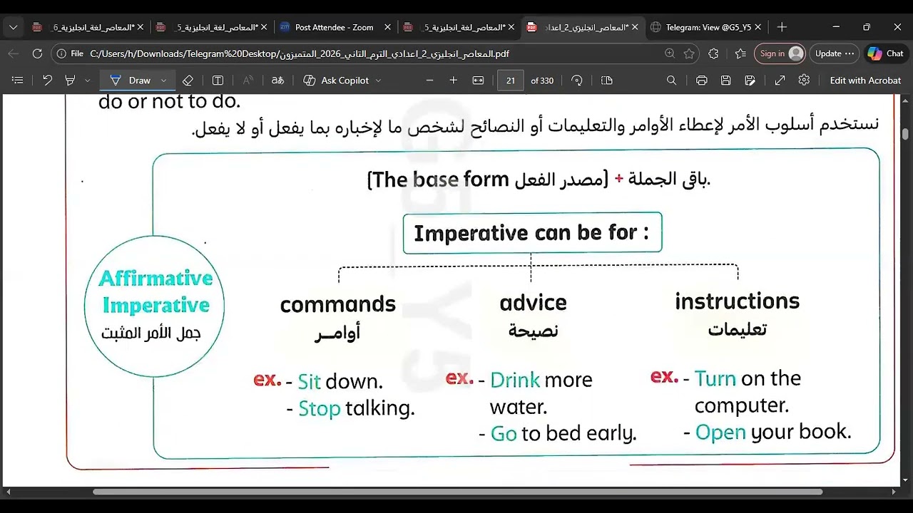 المعاصر انجليزي ثانية اعدادي الترم الثاني 2026  الوحدة السابعة جرامر الدرس الاول