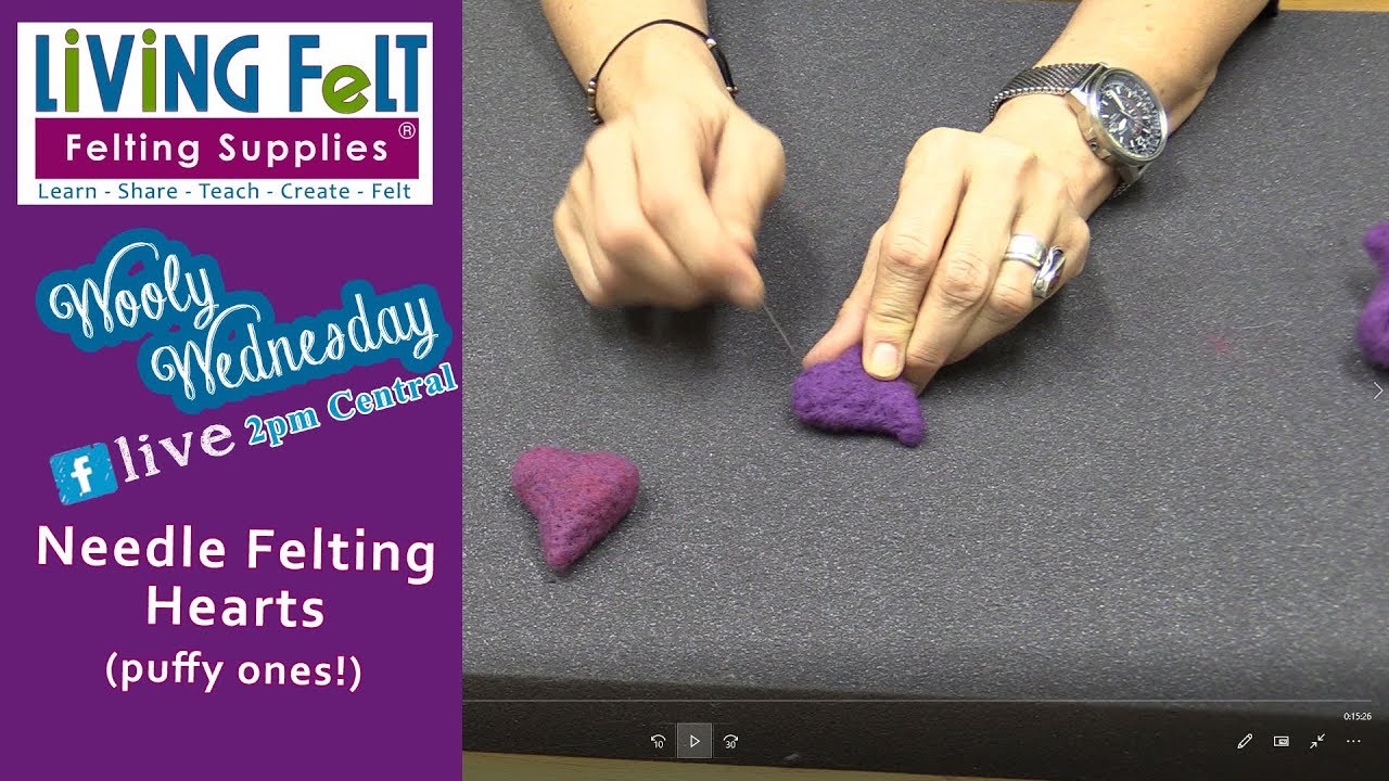 Needle Felt Hearts Beginner Tutorial #valentines #needlefelt #livingfelt
