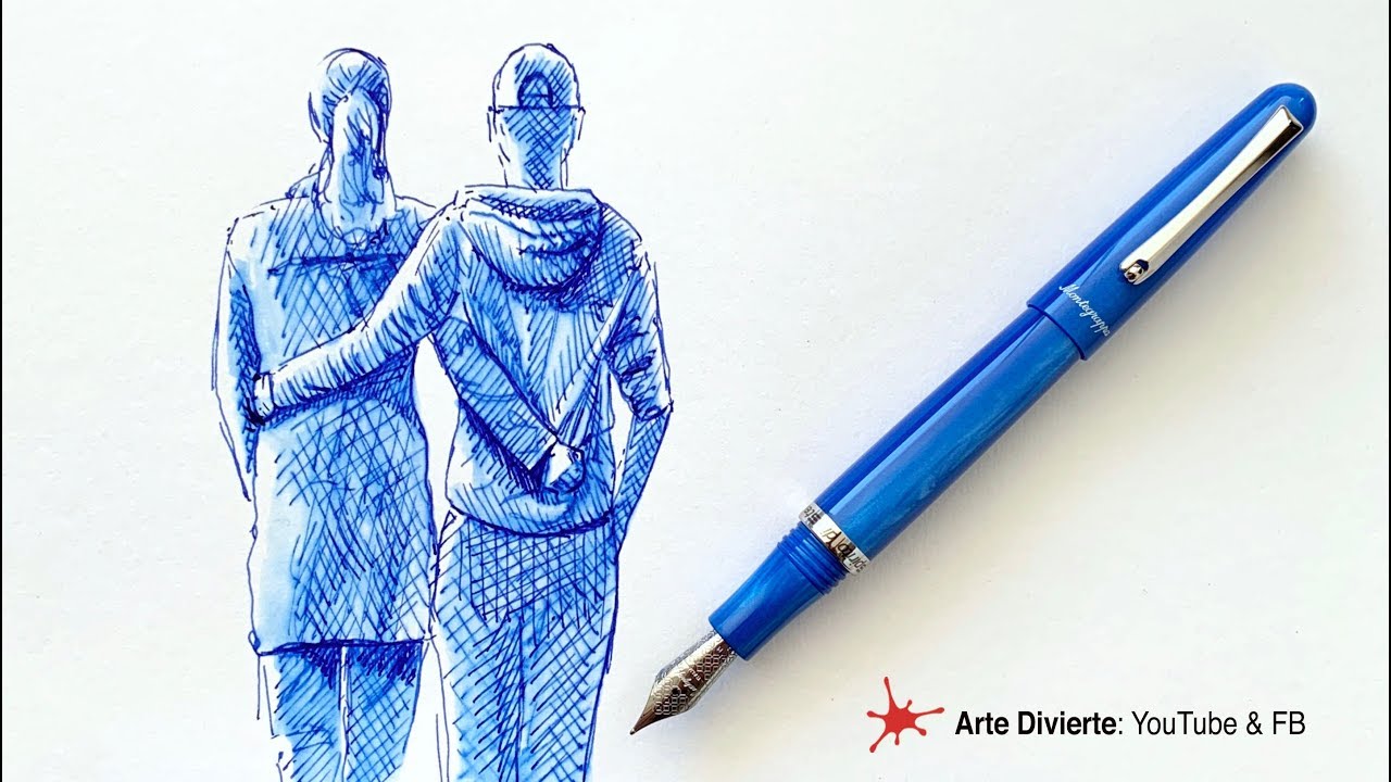CÓMO DIBUJAR UNA PAREJA - DÍA DEL AMOR Y LA AMISTAD - Pluma fuente Montegrappa