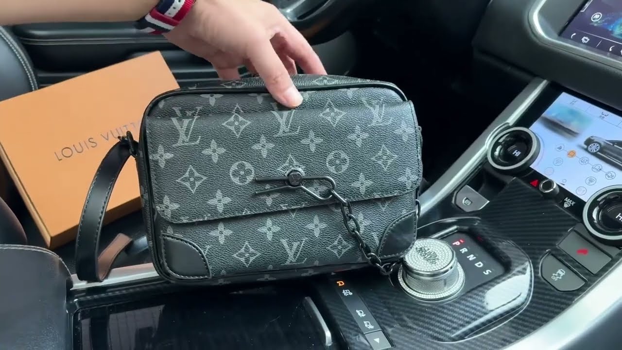 Louis Vuitton LV Black Flower Men's Steamer  Messenger Bag M46795  louis vuitton factory outlets