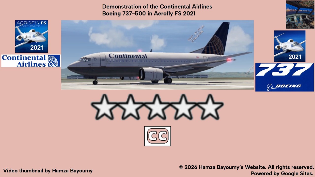 Demonstration of the Continental Airlines Boeing 737-500 in Aerofly FS 2021