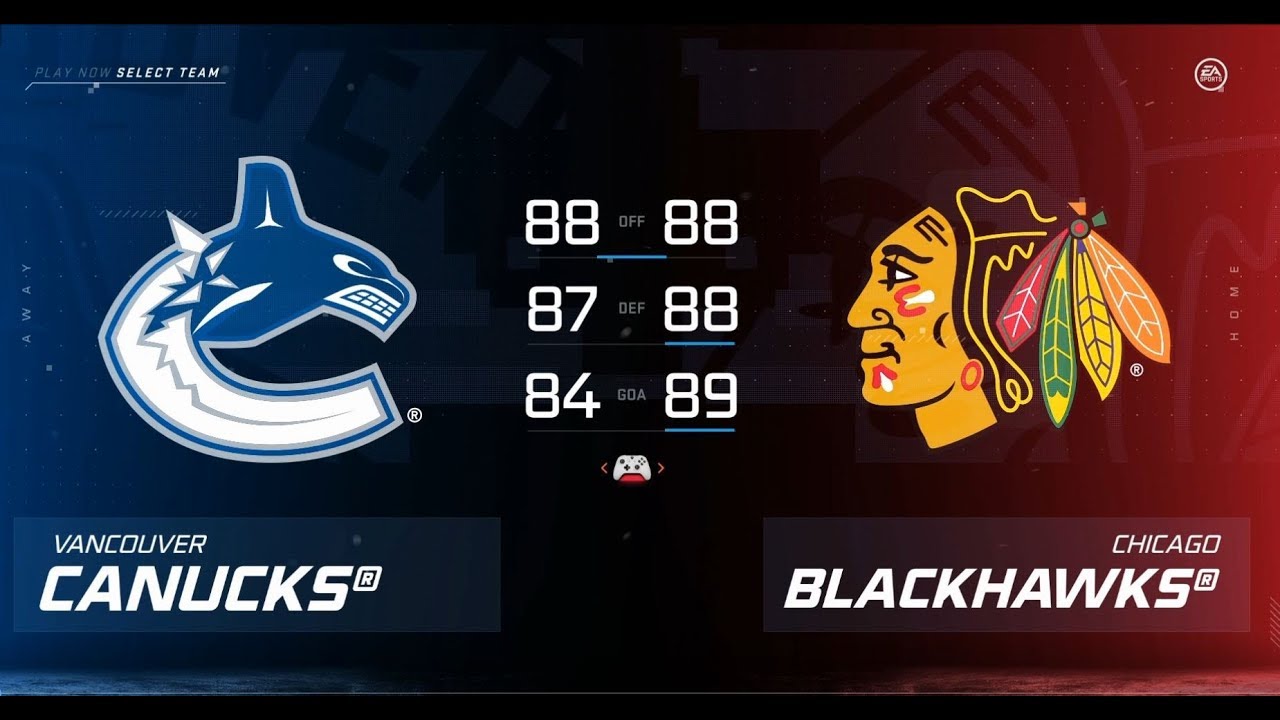 NHL 20 (Xbox One S) -- Vancouver Canucks vs Chicago Blackhawks.