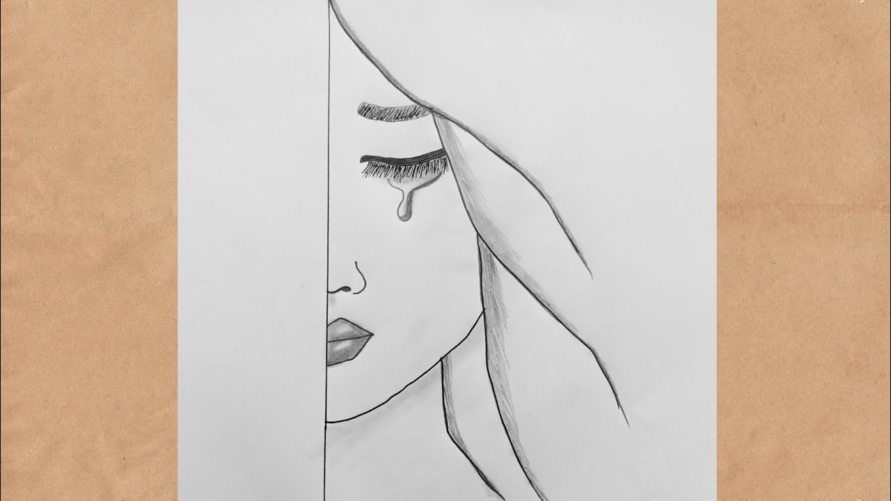 Easy Pencil Sketch for beginners | Sad Girl drawing | Half face drawing | Drawing tutorial