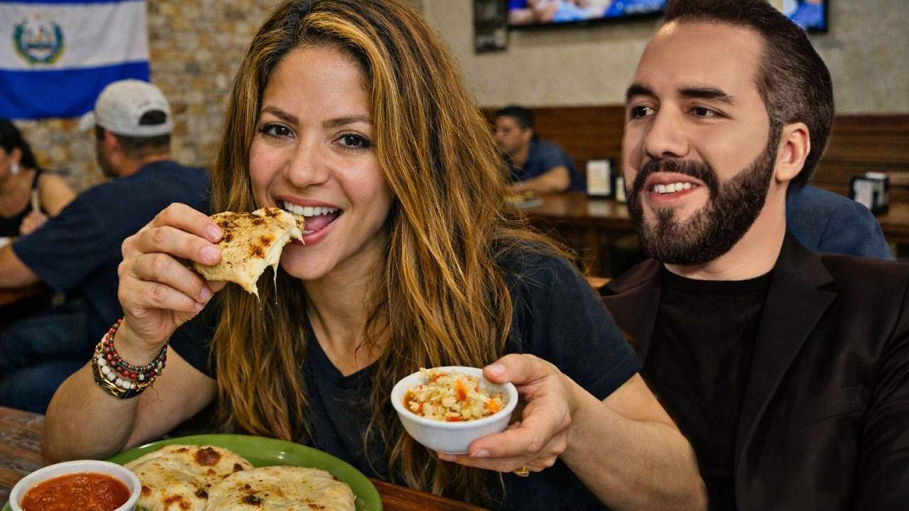 Shakira SORPRENDE a Bukele PROBANDO las PUPUSAS de El Salvador🤯
