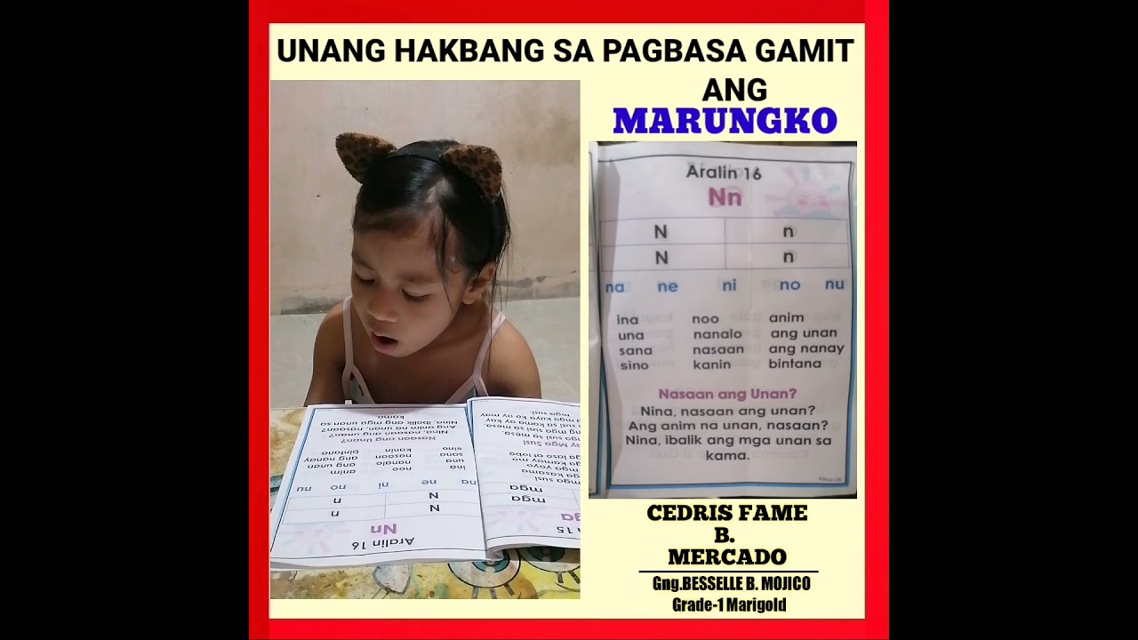 UNANG HAKBANG SA PAGBASA GAMIT ANG MARUNGKO |ARALIN 16 | GRADE-1 |pagkatuto