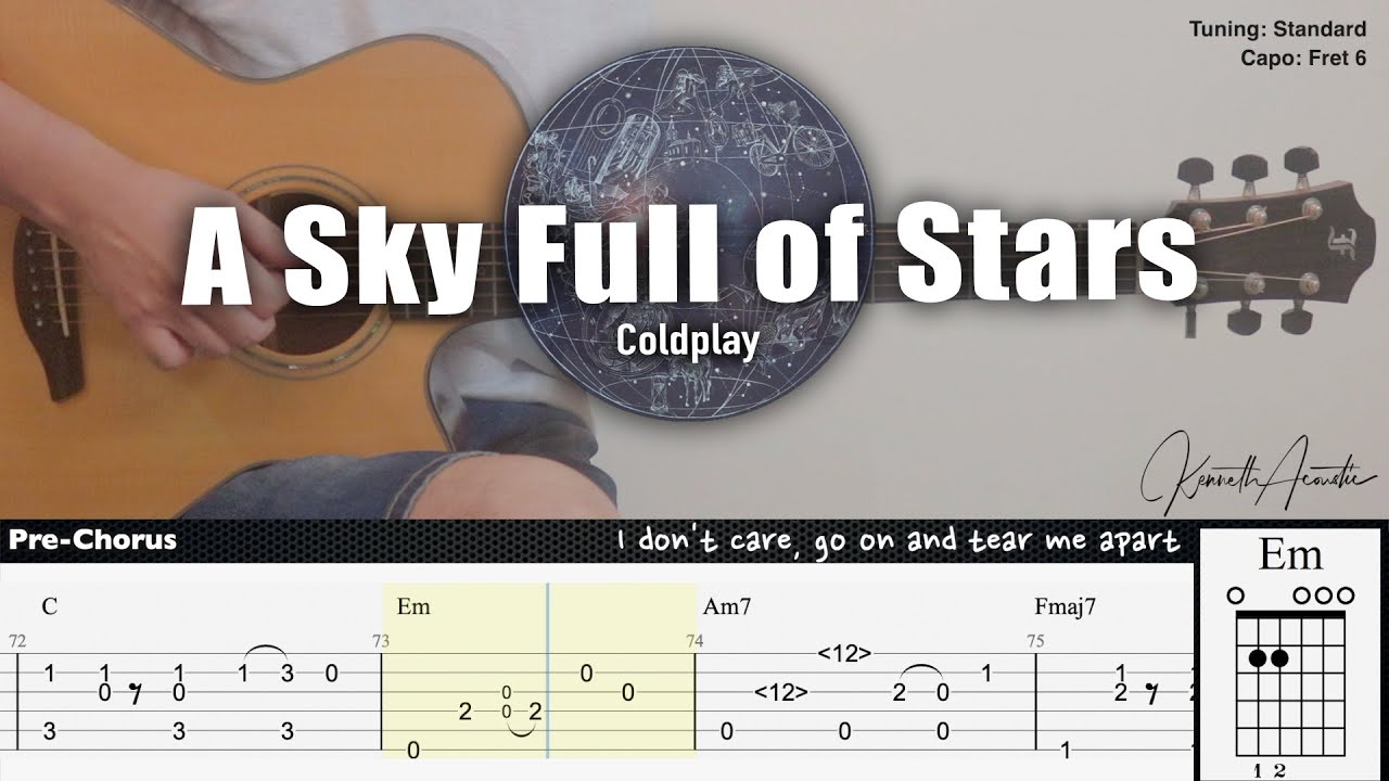A Sky Full of Stars - Coldplay | Fingerstyle Guitar | TAB + Chords + Lyrics