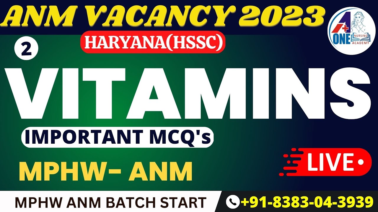 VITAMINS | ANM MPHW VACANCY 2023 | IMPORTANT TOPIC & QUESTIONS | #helpseries
