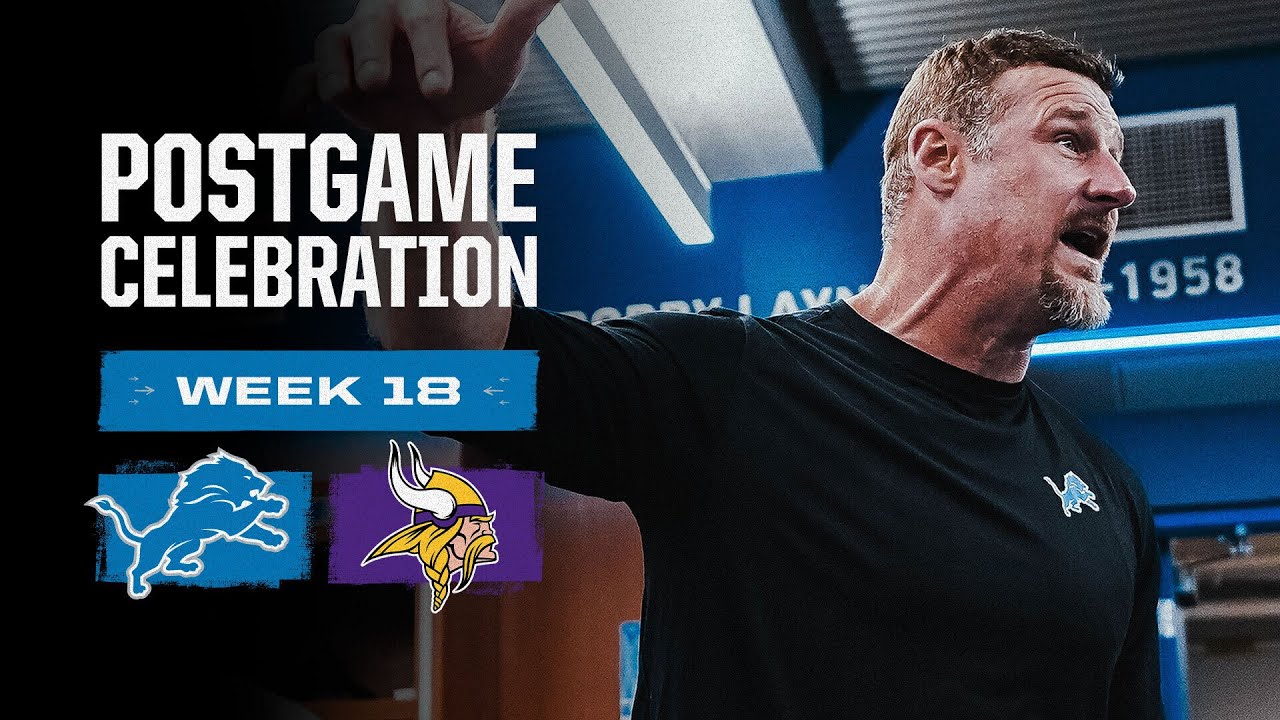 Vikings at Lions postgame locker room celebration