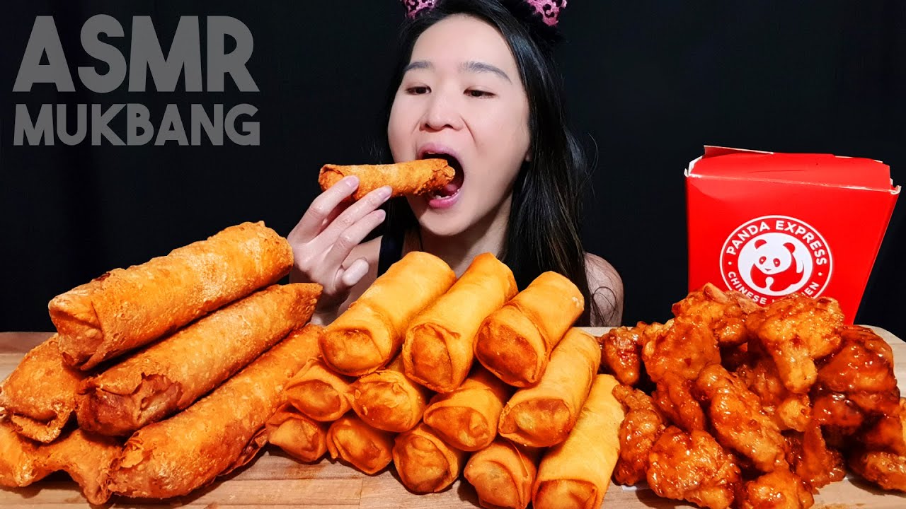 ТАК ХРУСТЯЩИЕ! Panda Express: куриные рулетики с яйцом, спринг-роллы и курица в апельсине — мукба...