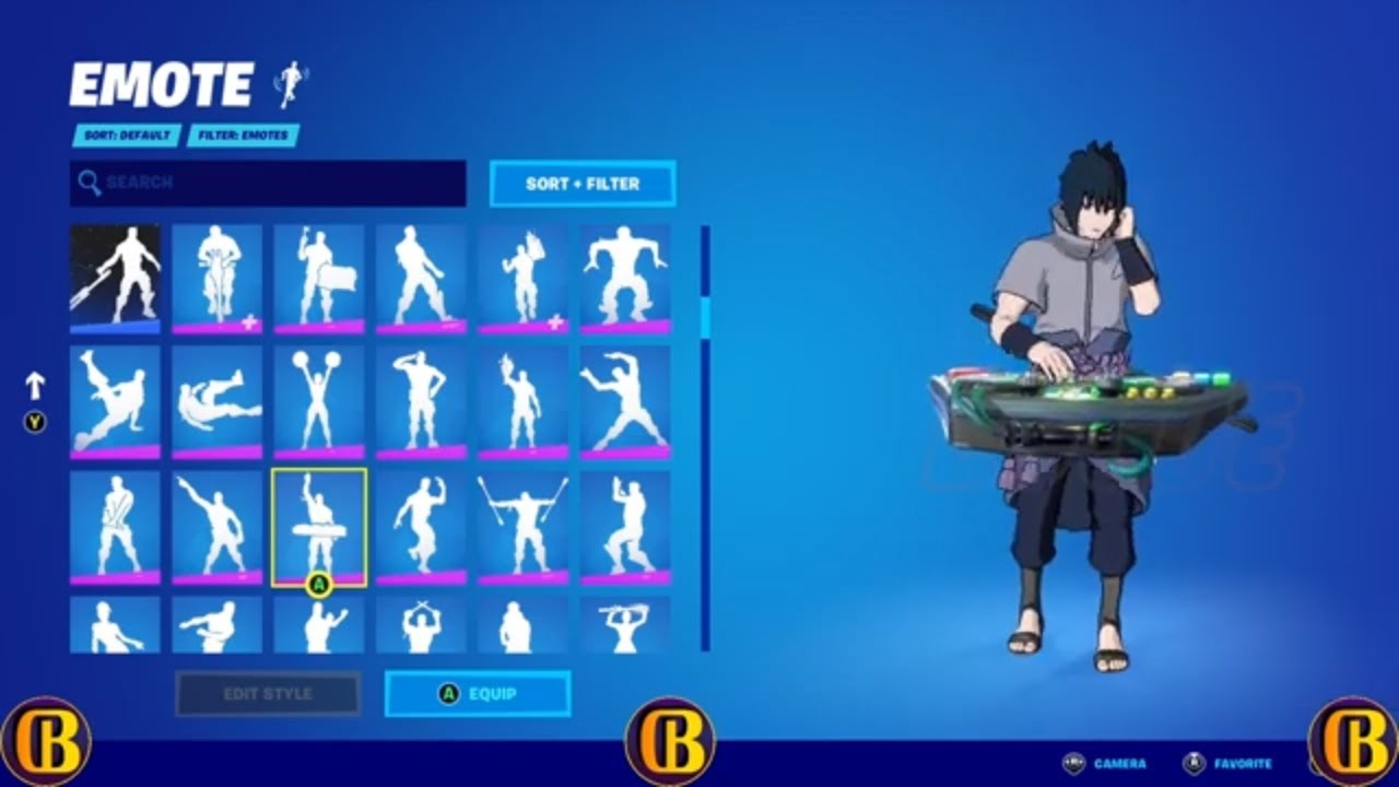 Sasuke Uchiha All Emotes & Dances Chapter 2, Season 8 - Fortnite