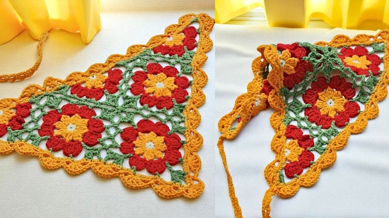 BANDANA 🥰 İstek Modellerden Çiçekli Tığ işi Bandana - Crochet Bandana