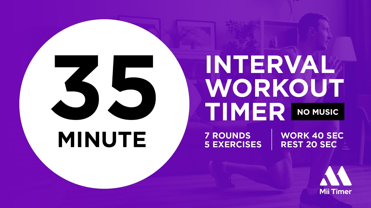 35 Minute HIIT Timer Without Music - HIIT Work 40 sec / Rest 20 sec