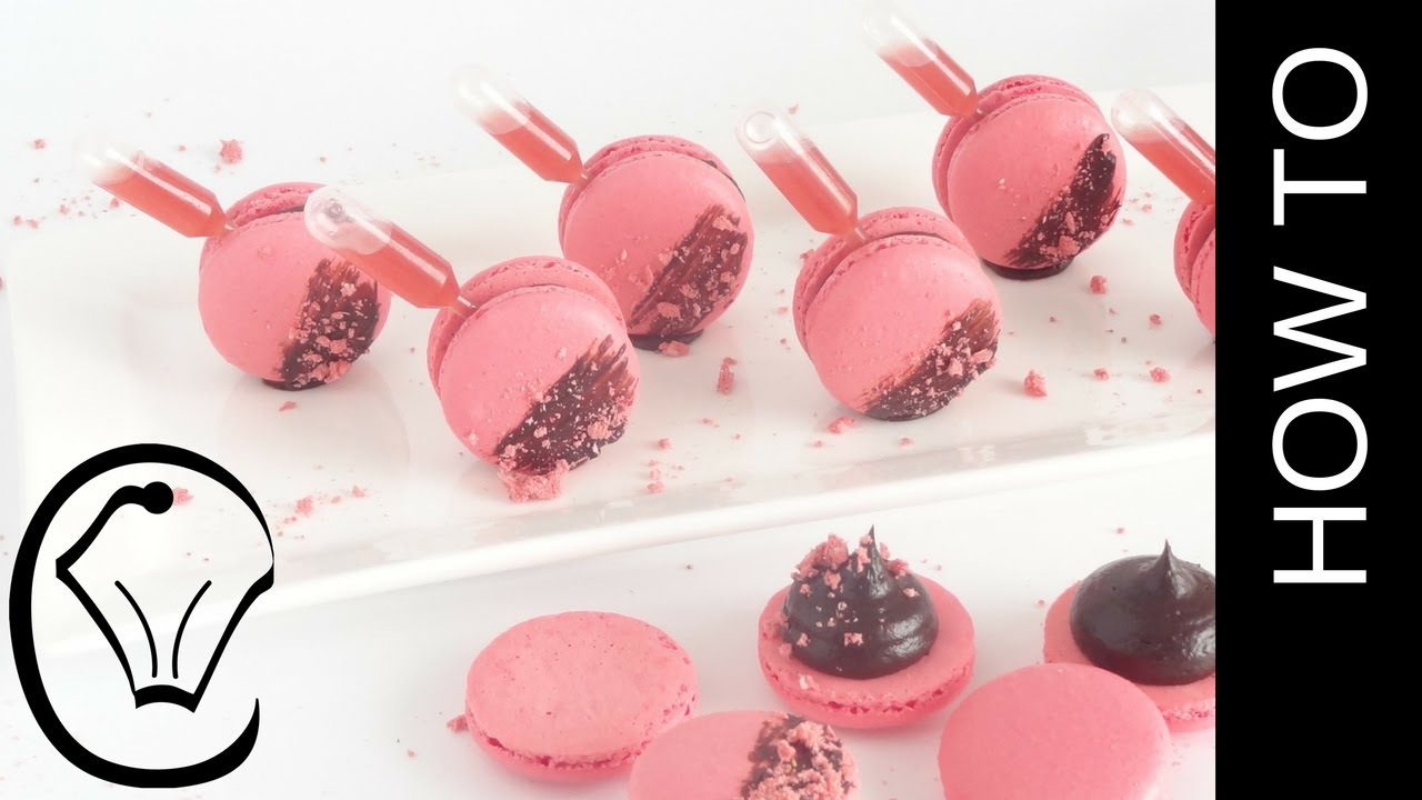 Strawberry French Macarons with Strawberry Syrup Pipette by Cupcake Savvy's Kitchen