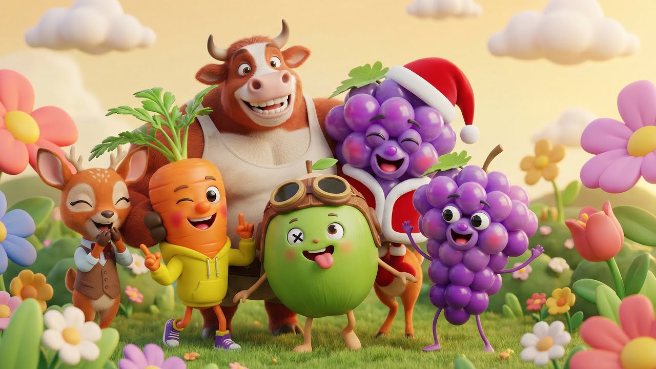 Las Uvas Bailan 🍇 Los Cocos Bailan 🥥 El Ciervo Baila 🦌 | Canciones Infantiles 3D